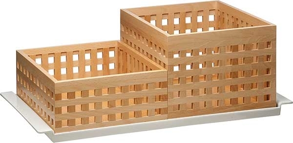 Box für Brotstation, Buchenholz, stapelbar (passend für Melamin-Tablett)