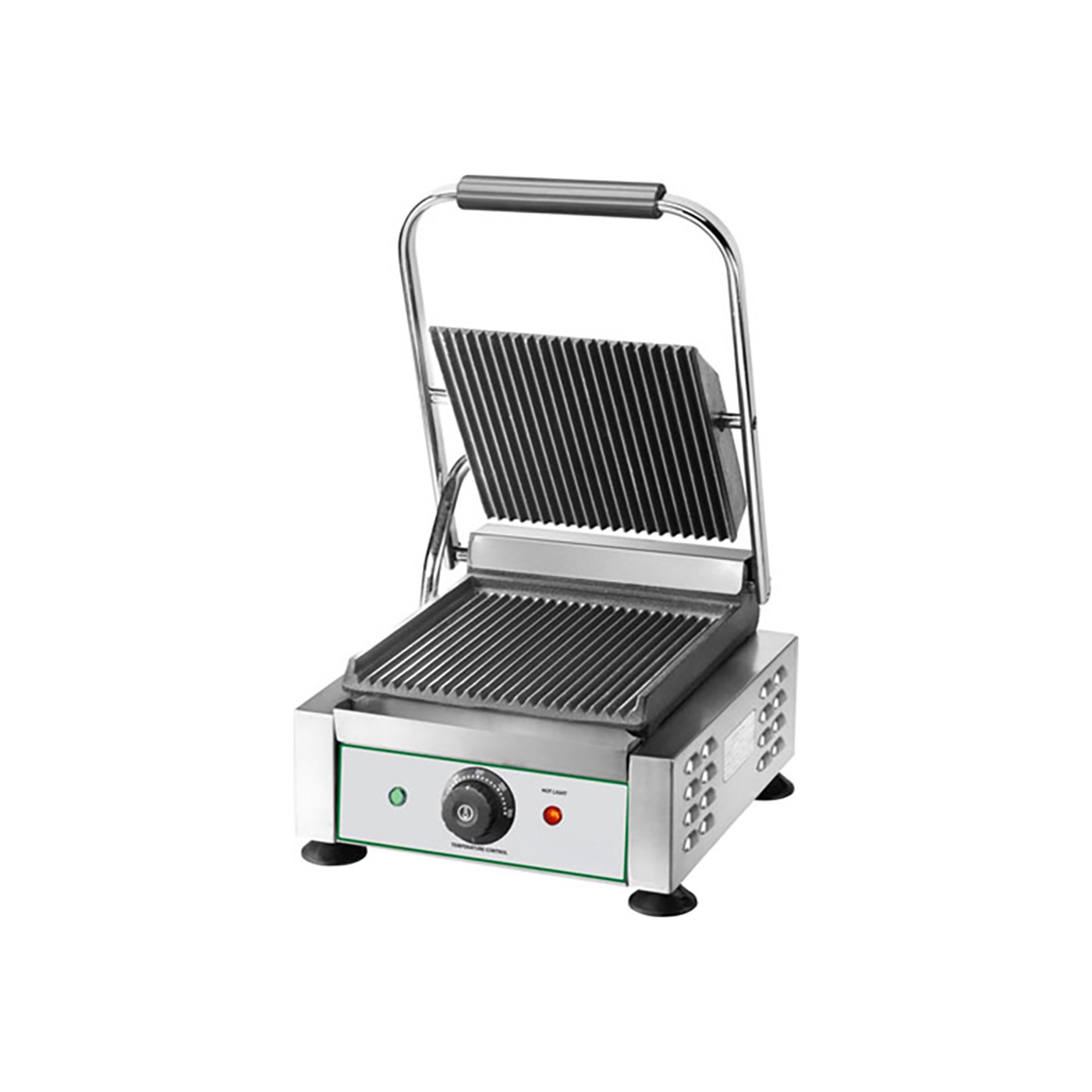 Kontaktgrill, 1,8 kW, 50 - 300 °C, 230 V, Grillfläche 240 x 230 mm, geriffelt