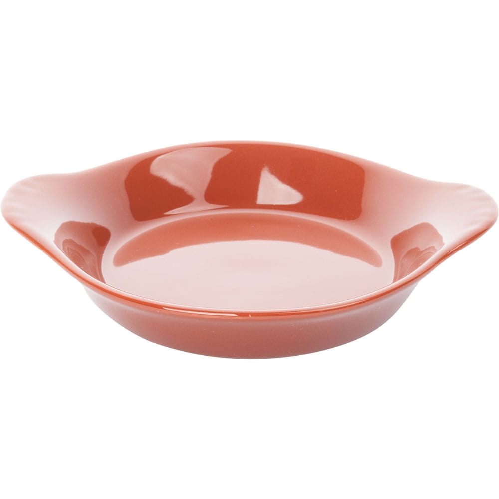 Auflaufform, mit Griffen, rund, mediterraner Braunton