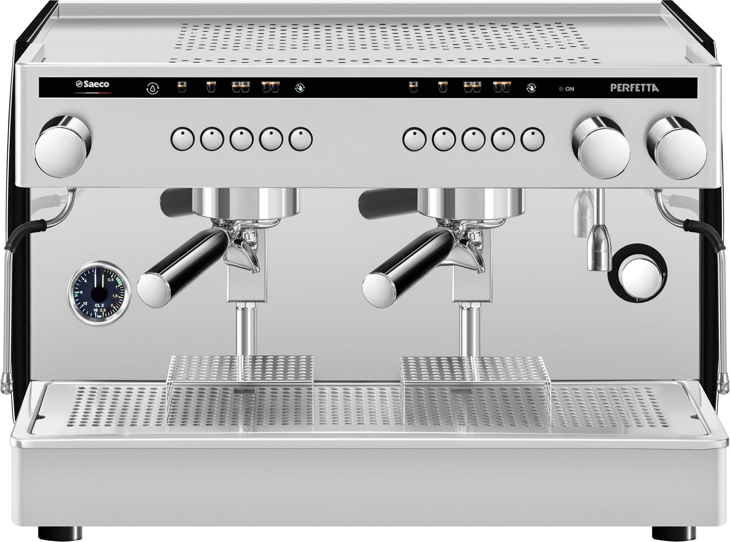 Siebträgermaschine, 2-Gruppig, schwarz, Manometer, Festwasser