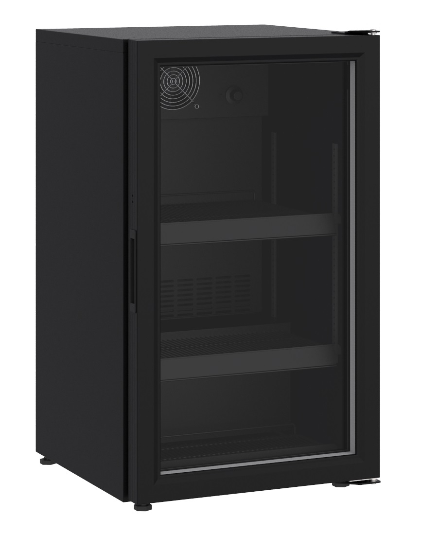 Gewerbe-Kühlschrank mit Glastür, 136 Liter, Tischgerät, +4 bis +10°C, Kühlmittel R600 A