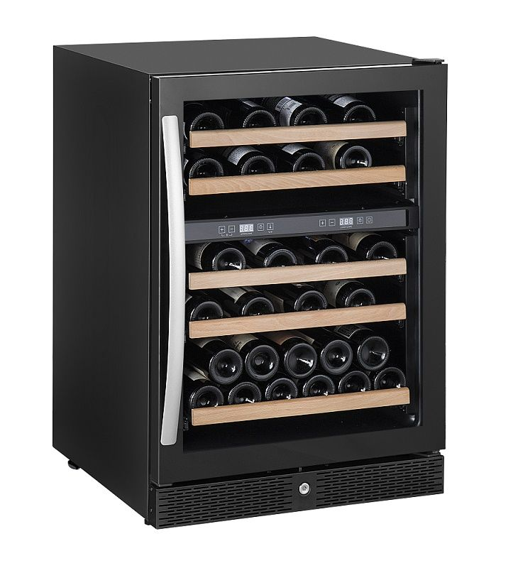 Weinkühlschrank, 165 Liter, bis 44 Flaschen, +4 bis +20 °C, 2 Zonen, 1 Glastür