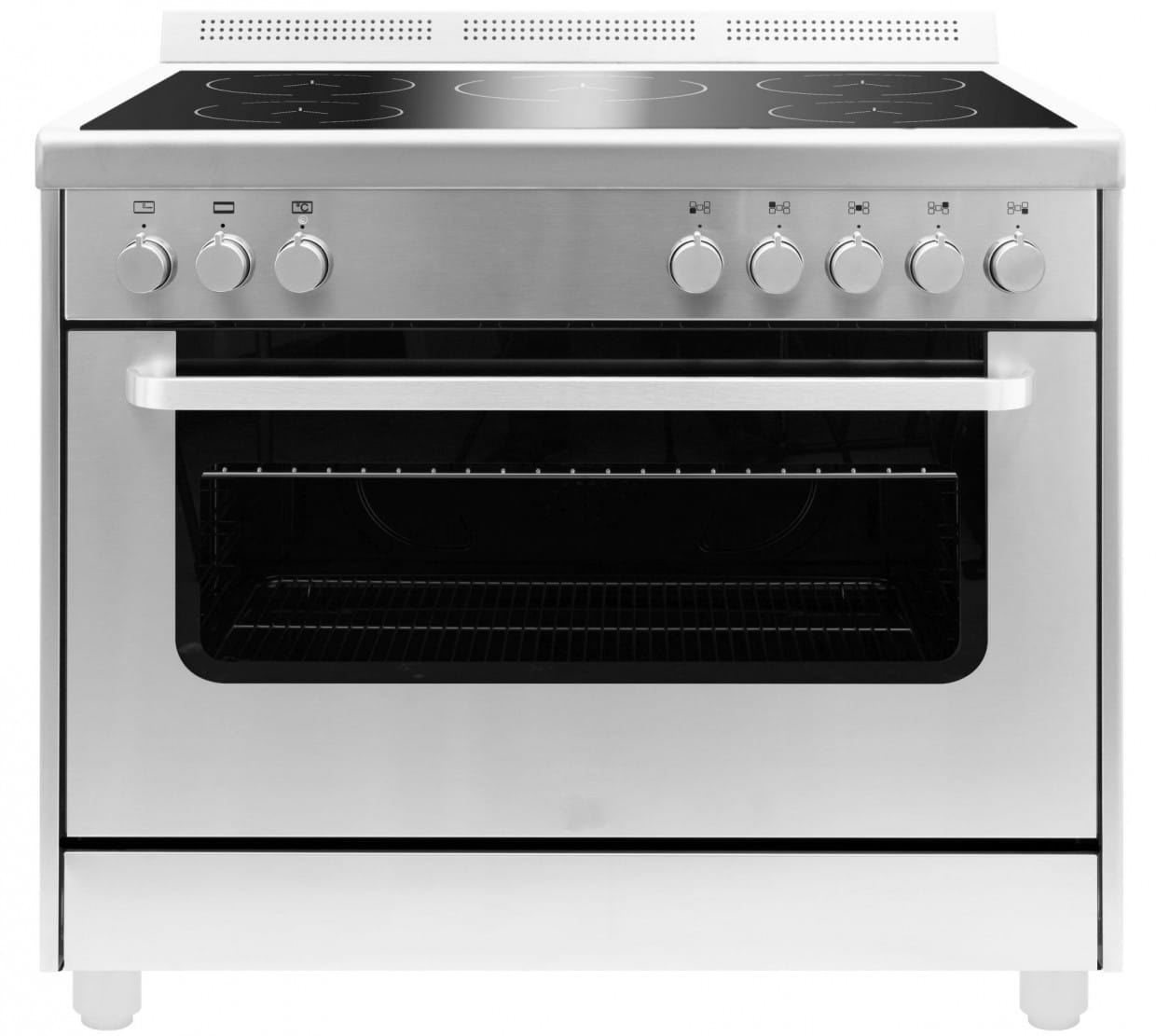 Induktionsherd mit Backofen, 5 Kochstellen, silber, semiprofessionell