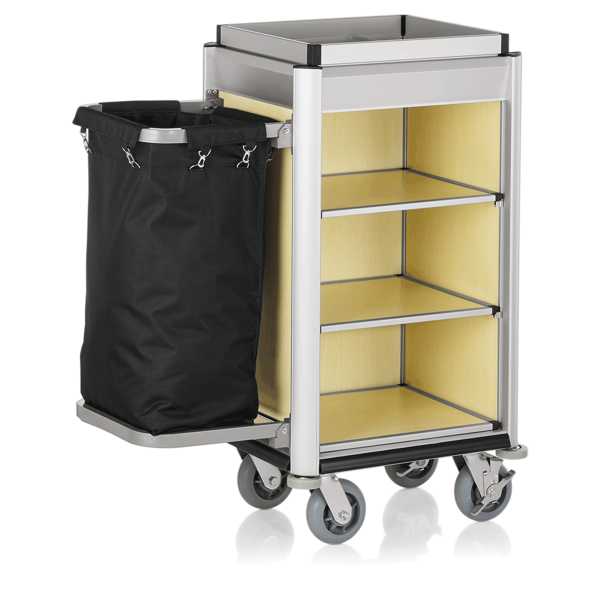 Zimmerservicewagen - 41 kg - Kantenprofile aus Aluminium
Borde und Seitenteile aus MDF in verschied
