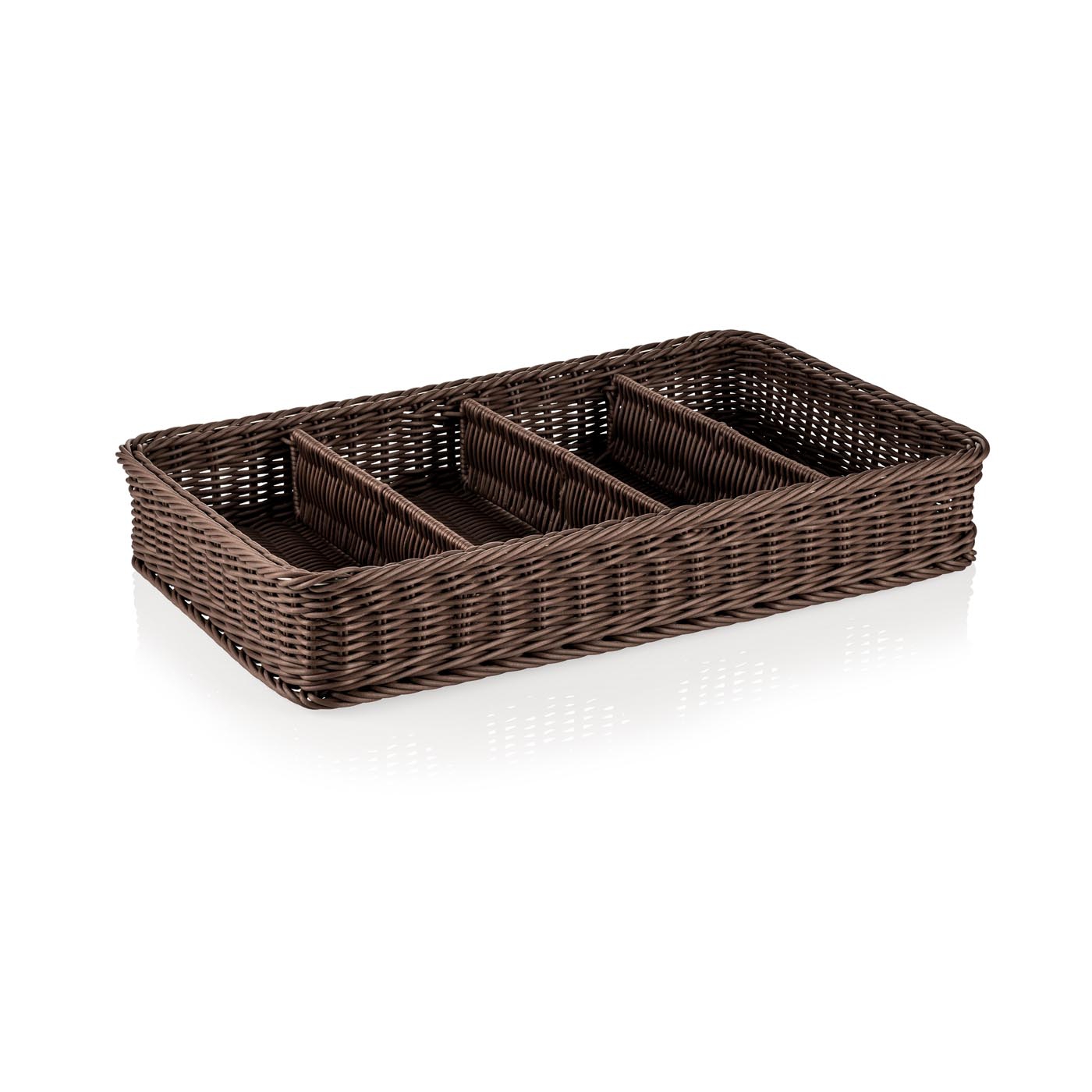 Besteckkorb, unterteilt, Edelstahlrahmen, spülmaschinenfest, BPA-frei, GN 1/1, dunkelbraun