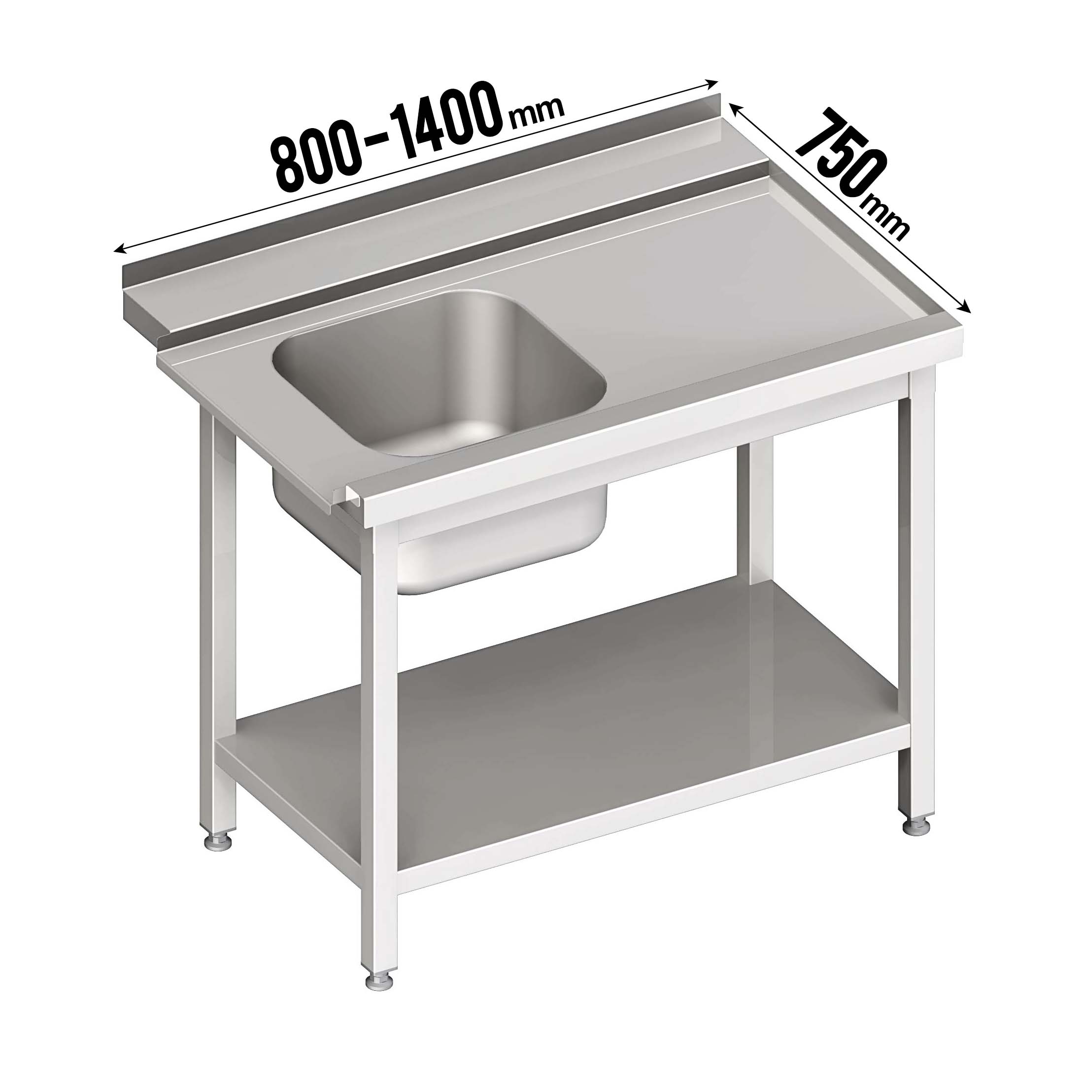 Zulauftisch mit Grundboden mit Becken