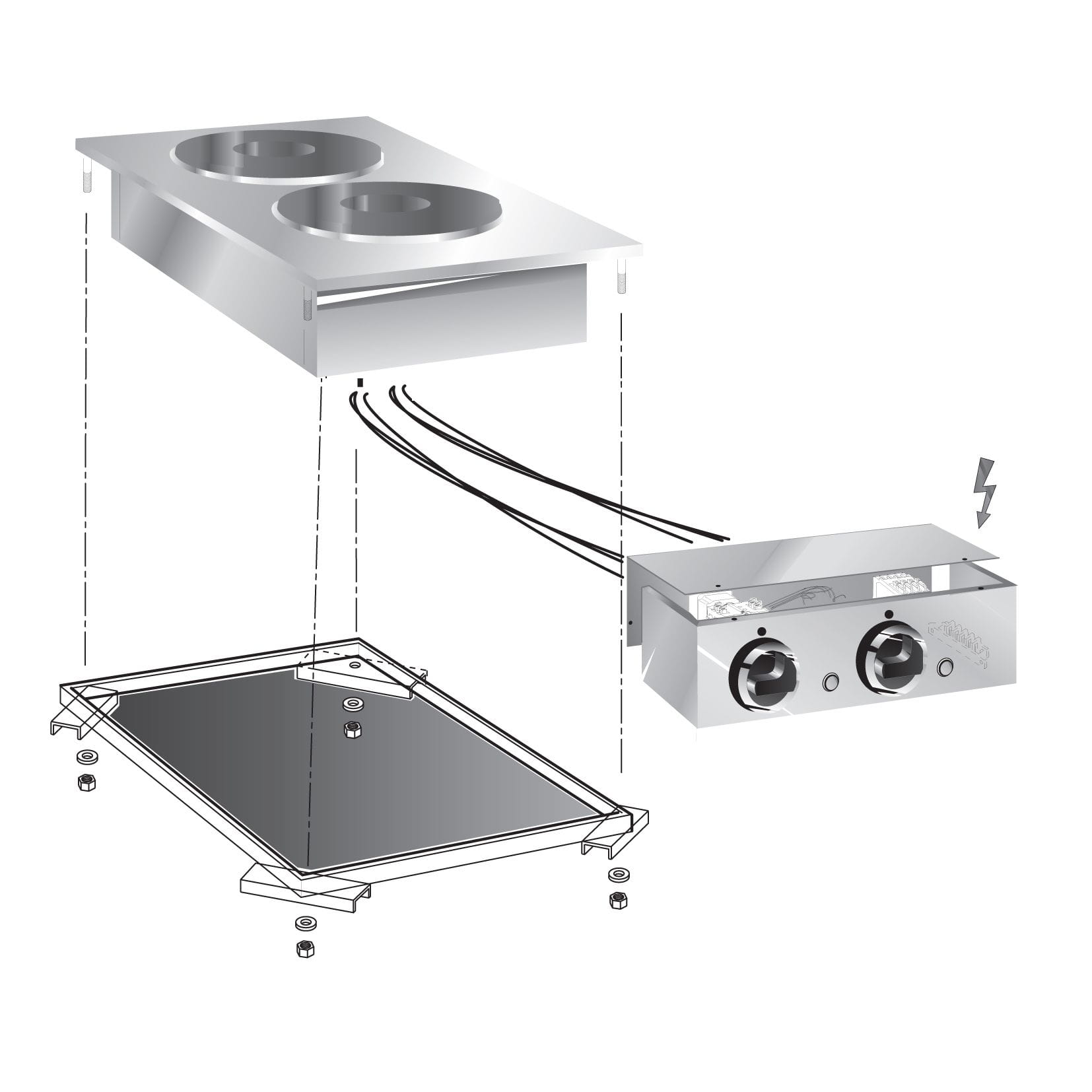 STOCK 2-Platten-Elektro-Kochfeld,rund Platten,Einbaugerät