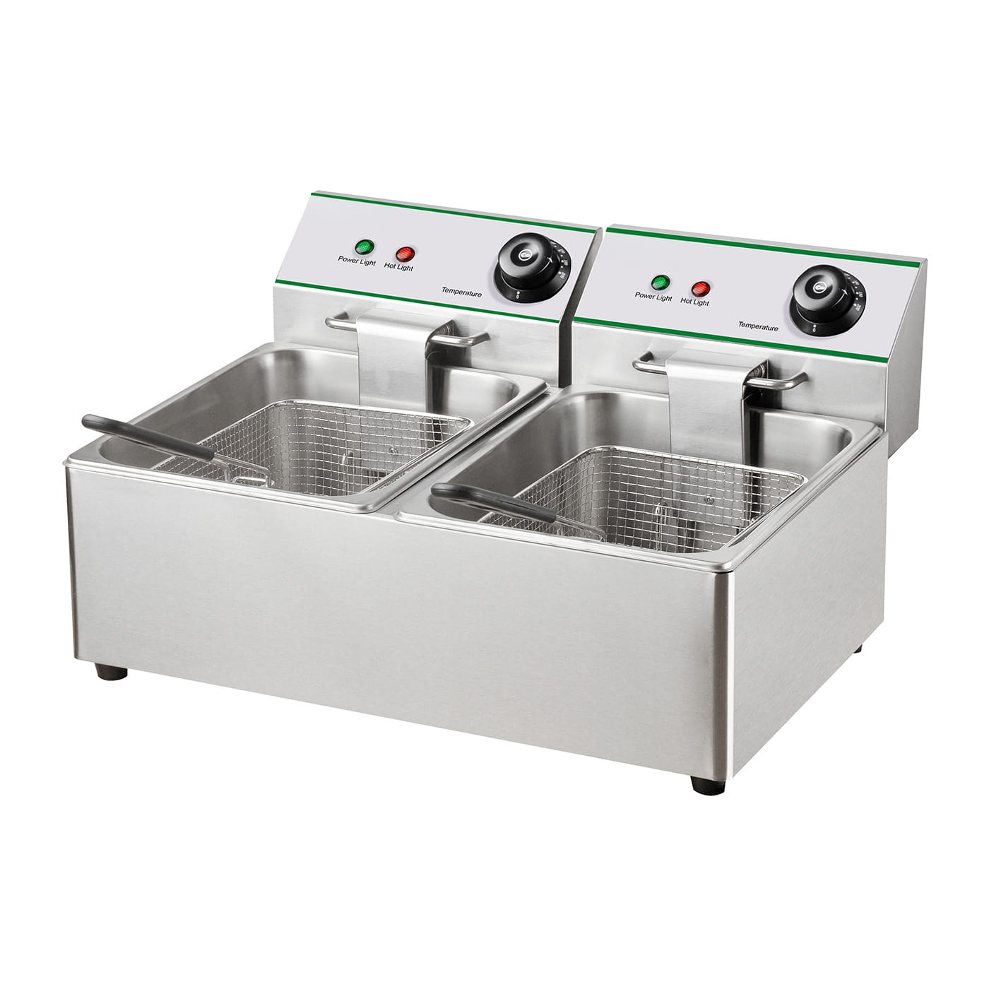 Fritteuse, elektrisch, Tischgerät, 2 x 2,0 kW, Nutzinhalt  2 x 7,6 Liter, Öl-Volumen 2 x 4,2 Liter
