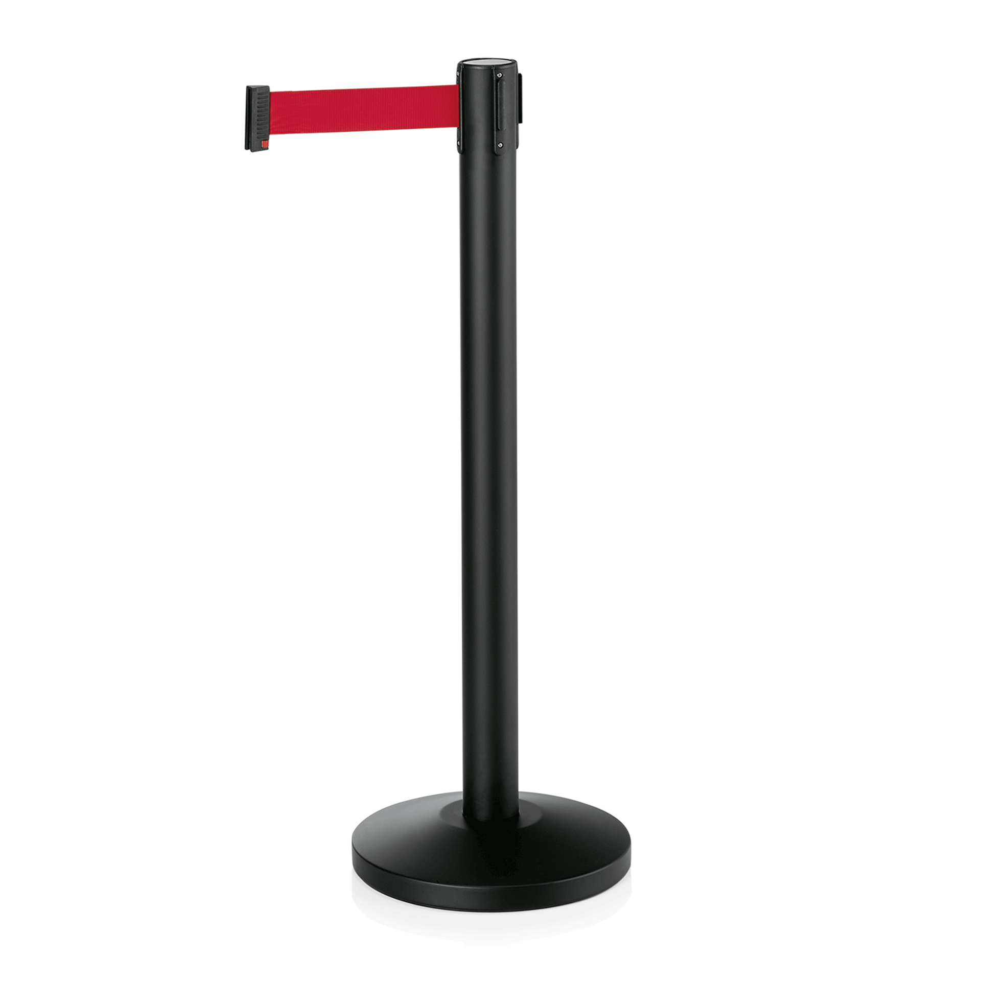 Abgrenzungsständer, "Simpelflex", pulverbeschichtet schwarz, Gurtfarbe rot, 200 cm