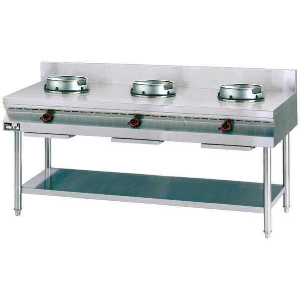 Wokherd, Gas, Standgerät, 3 Hochleistungsbrenner mit je 13 kW