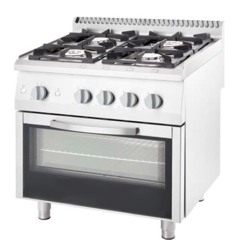 4-Brenner Gas-Herd mit GN 2/1 Gas-Backofen - 22,5 kW