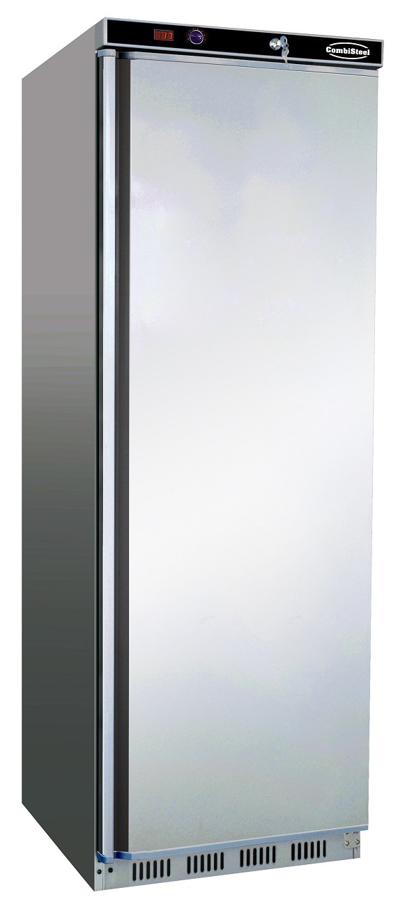 Gewerbe-Kühlschrank, Edelstahl, freistehend, 350 Liter, +2 bis +8 °C, abschließbar