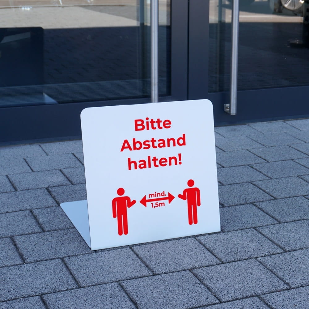 Aufsteller "Bitte Abstand halten! - mind. 1,5 m", Material Aluminium, Nur Verkauf in Verpackungseinh