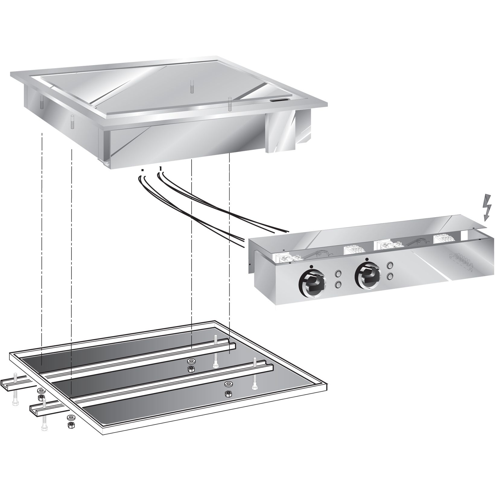 STOCK Elektro- Grillplatte mit Stahlfläche,Einbaugerät