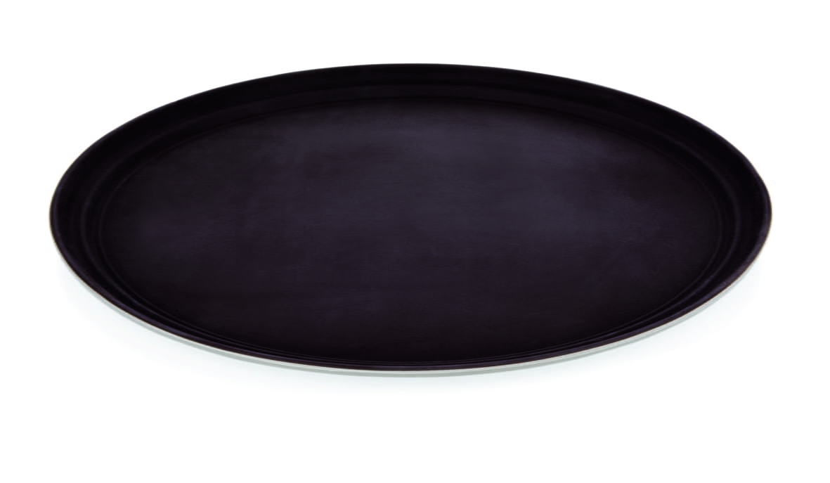 PP - Tablett, rutschfest, braun, oval - 59x49 cm