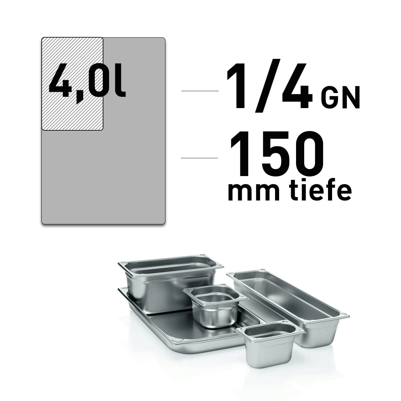 GN Behälter - Edelstahl - GN 1/4 - 150 mm - randverstärkt