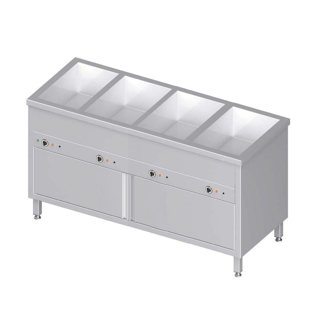 Bain-Marie Standgerät mit geschlossenem Unterbau und getrennt regelbarem Becken, GN 4/1