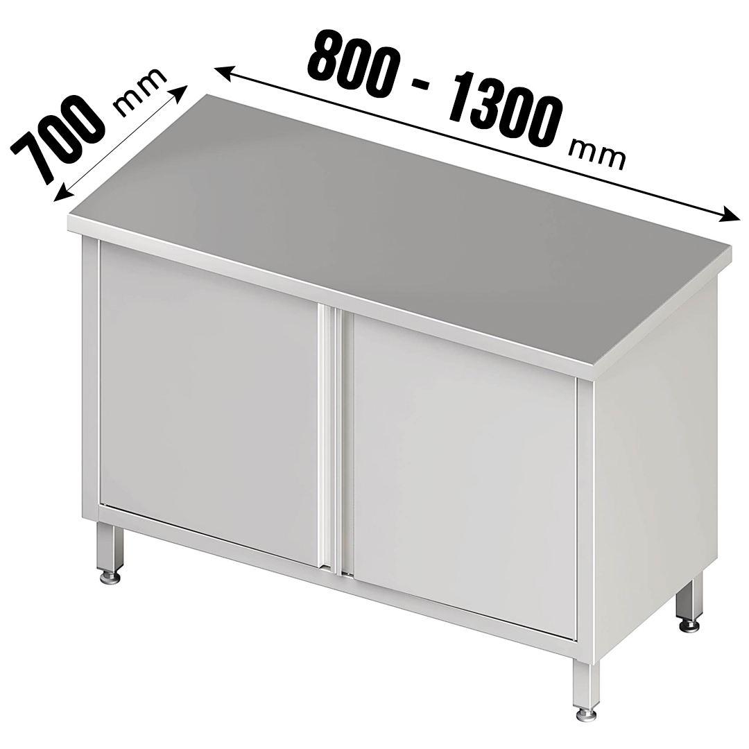 Durchreicheschrank mit Flügeltüren, ohne Aufkantung, Tiefe 700 mm