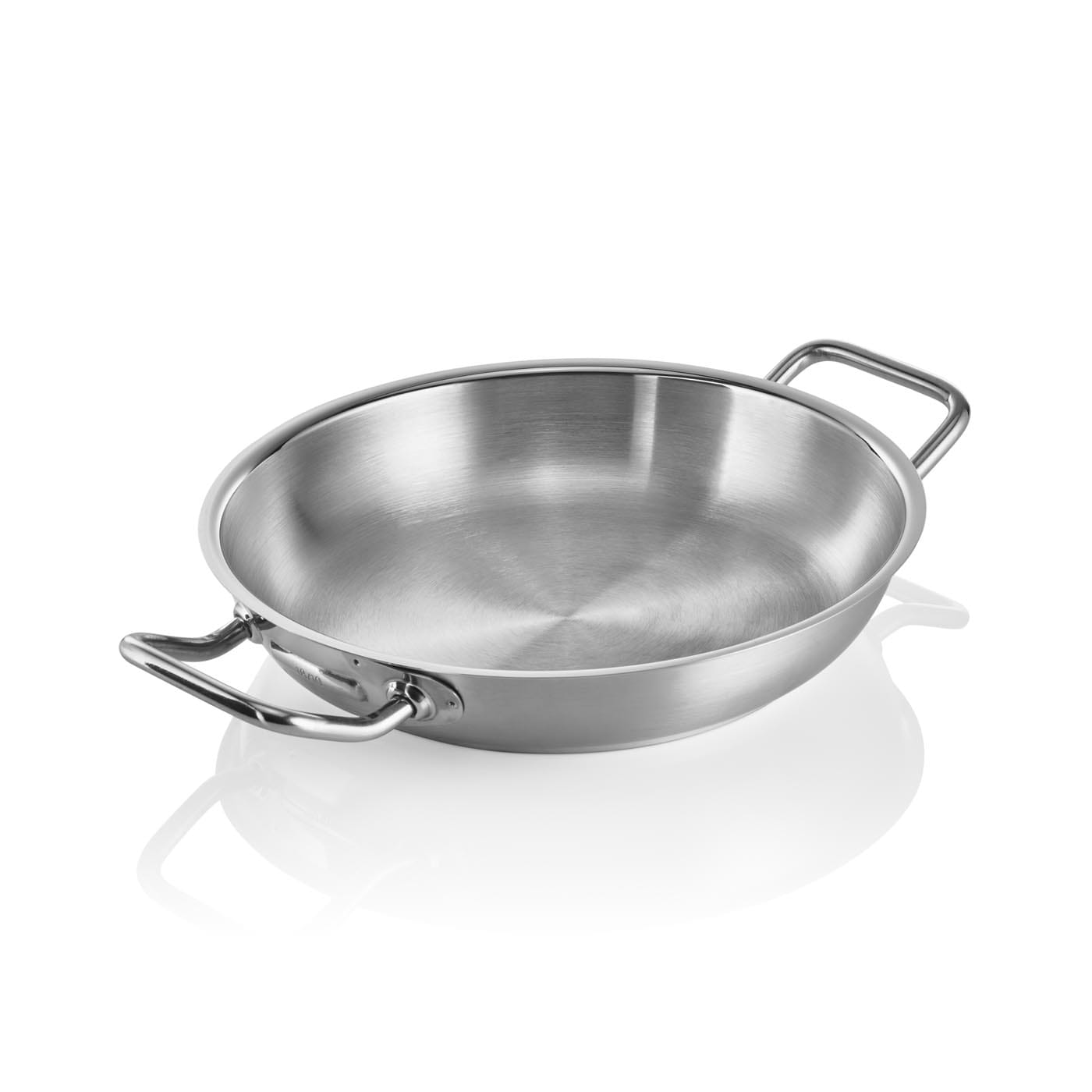 Bratpfanne DeLuxe, Edelstahl, Sandwichboden, Ø 280 mm, Schüttrand, zwei Griffe