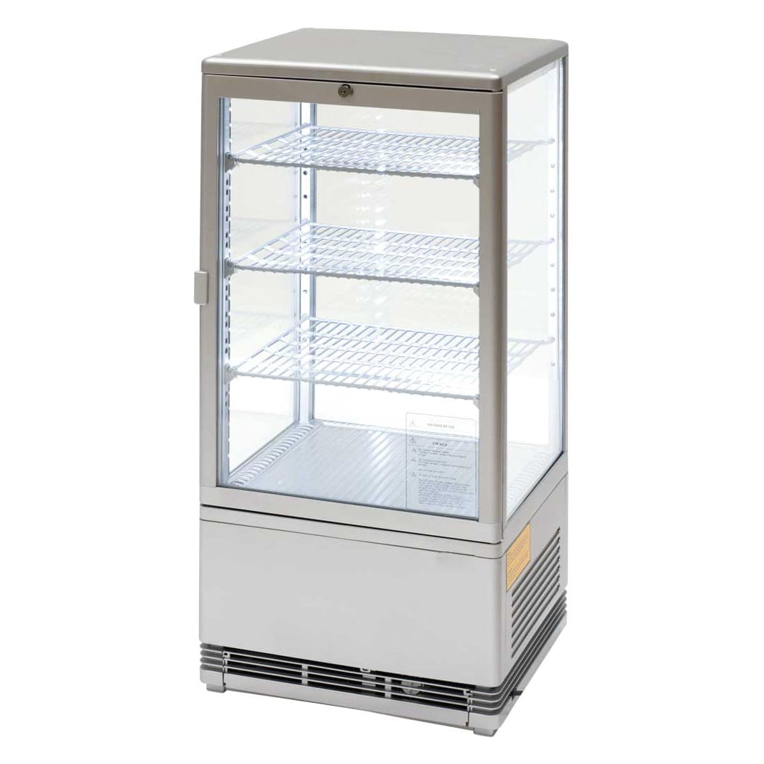 Kühlvitrine mit LED-Innenbeleuchtung, 78 Liter, silber