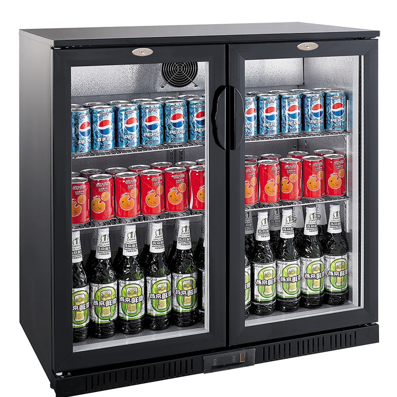 Barkühlschrank, 198 Liter, +2 bis +10 °C, 2 Türen, statische Kühlung mit Lüfter