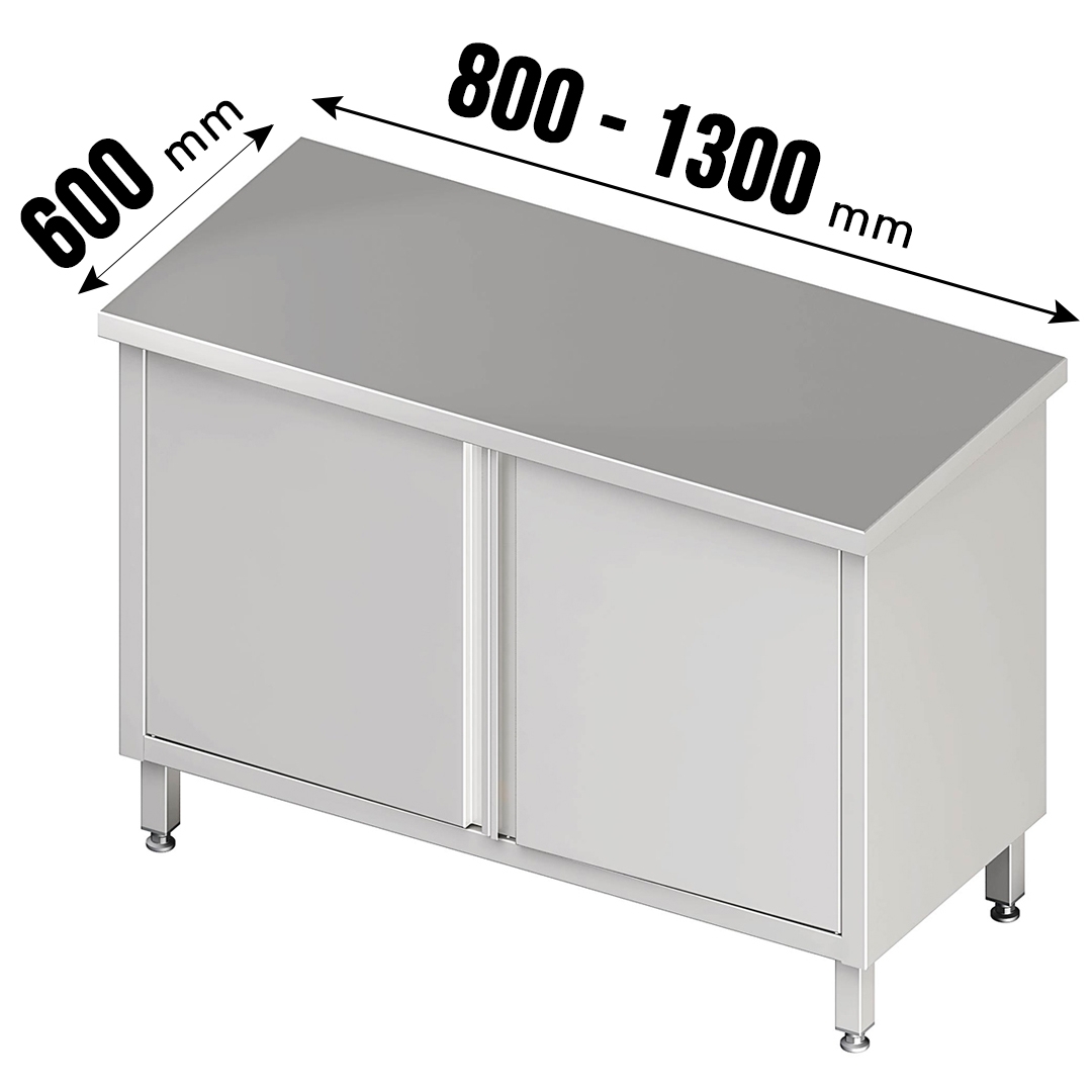 Durchreicheschrank mit Flügeltüren, ohne Aufkantung, Tiefe 600 mm