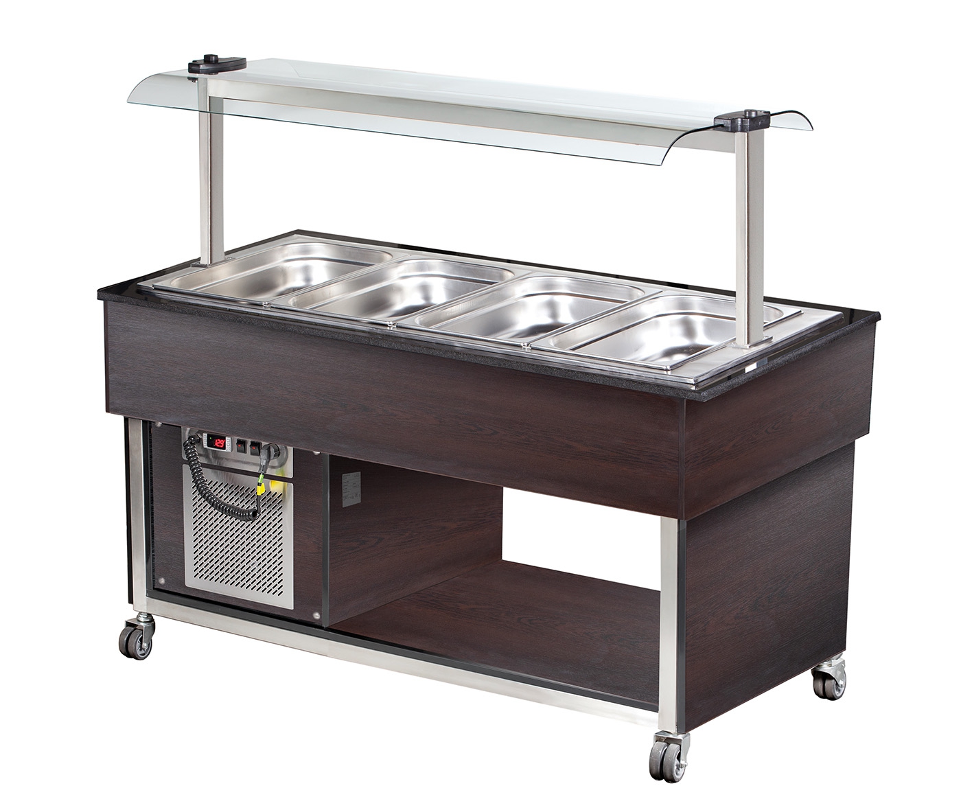 SOLOTEC Kaltbuffet 4/1 GN, +2 / +8°C, mit statischer Kühlung in Wenge-Optik