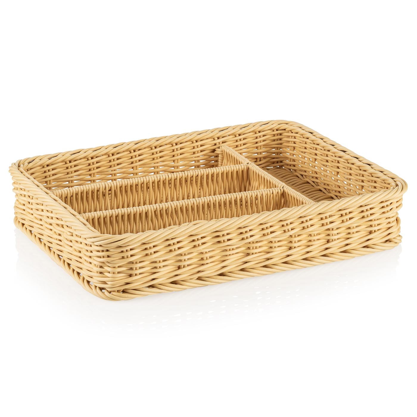 Besteckkorb, unterteilt, Edelstahlrahmen, spülmaschinenfest, BPA-frei, 400 x 300 x 65 mm, beige