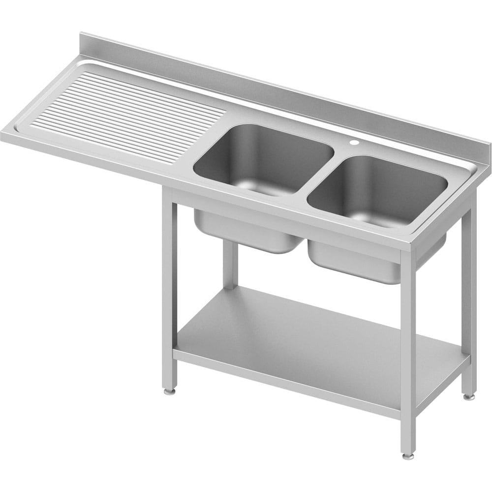 Spültisch ECO mit einem Überstand, Grundboden und zwei Becken rechts 700mm Tiefe