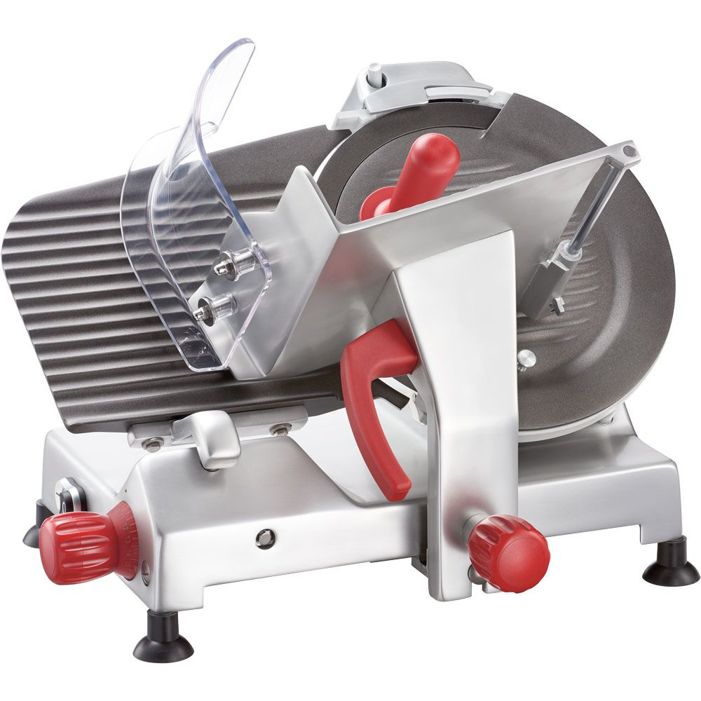 Aufschnittmaschine. Schrägschneider, Messer Ø 250 mm, Schnittstärke 0-13 mm, inkl. Messerschärfer