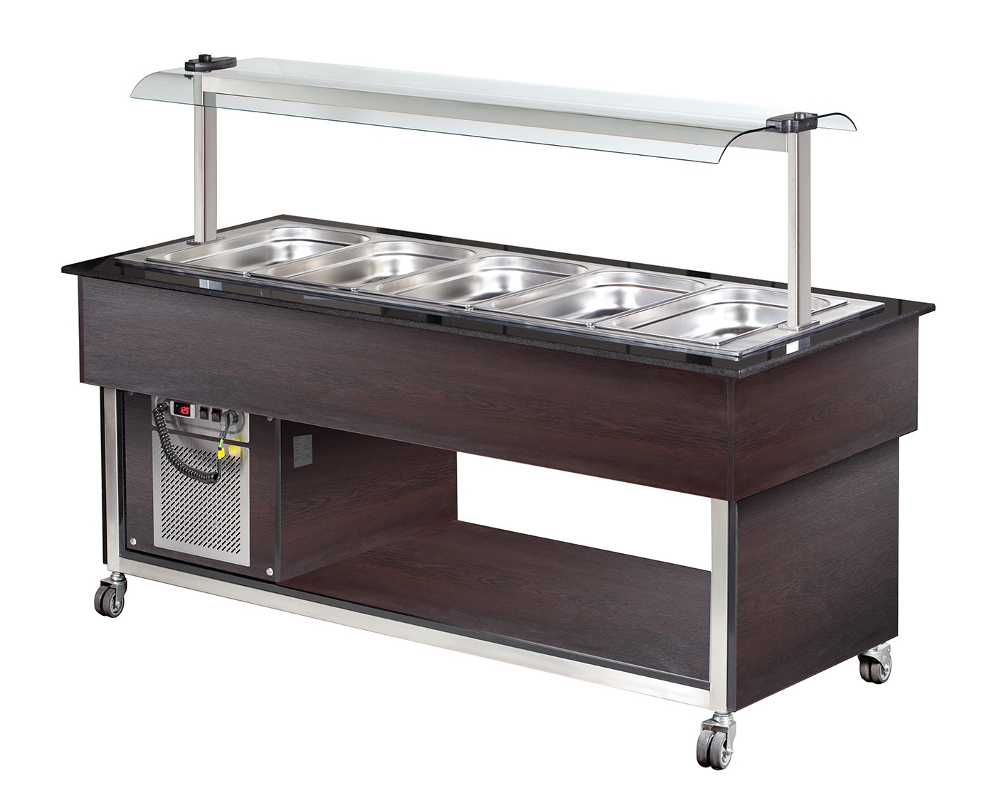 SOLOTEC Kaltbuffet 5/1 GN, +2 / +8°C, mit statischer Kühlung in Wenge-Optik