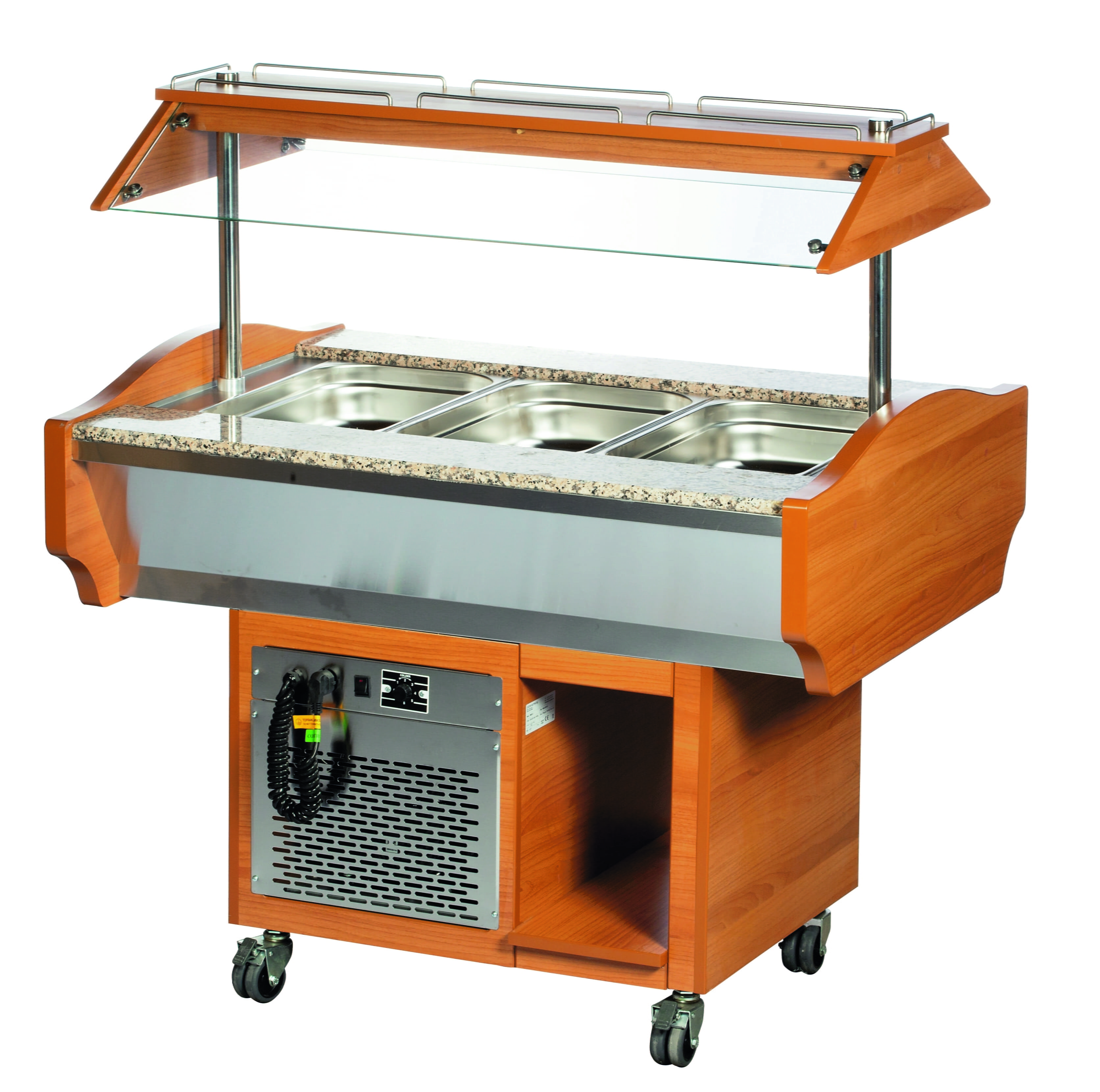 SOLOTEC Kaltbuffet 3/1 GN, +2 / +10°C, mit statischer Kühlung in Walnussoptik