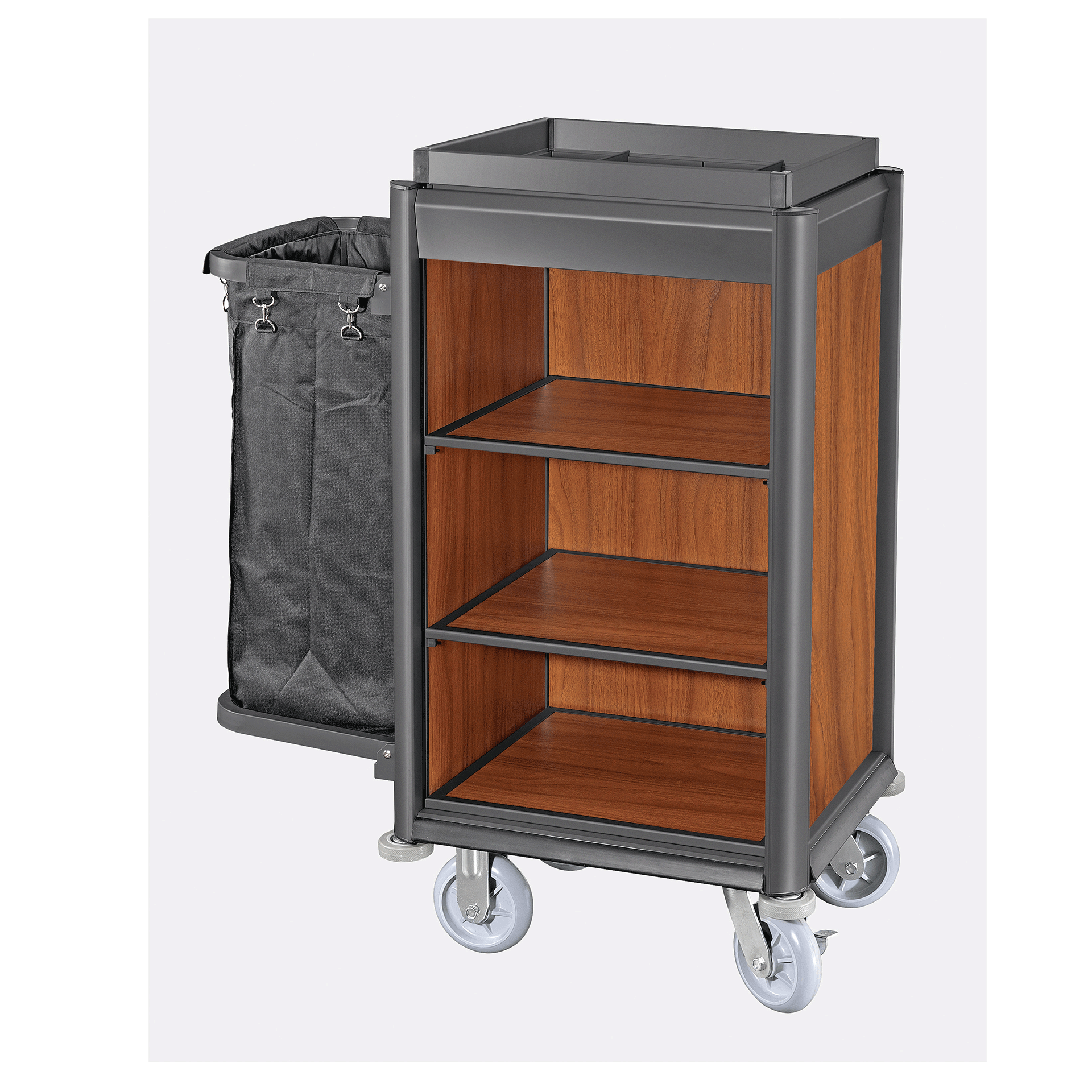 Zimmerservicewagen - 41 kg - Kantenprofile aus Aluminium
Borde und Seitenteile aus MDF in verschied
