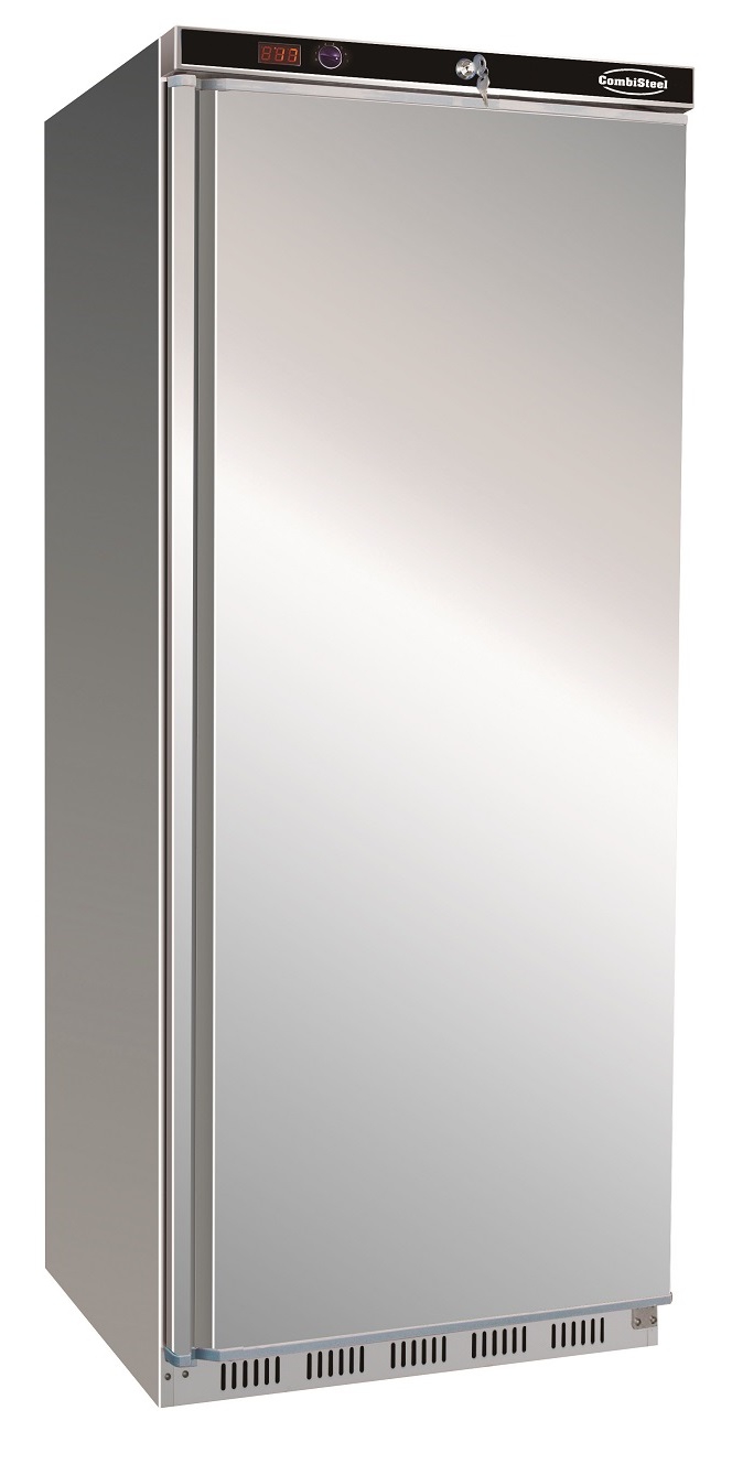 Gewerbe-Kühlschrank, Edelstahl, freistehend, 570 Liter, +2 bis +8 °C, abschließbar