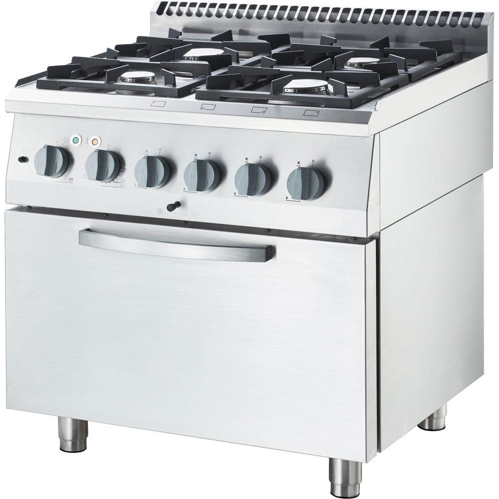 4-Brenner Gasherd mit Elektro-Umluftofen - 17 kW / 6,5 kW Modell