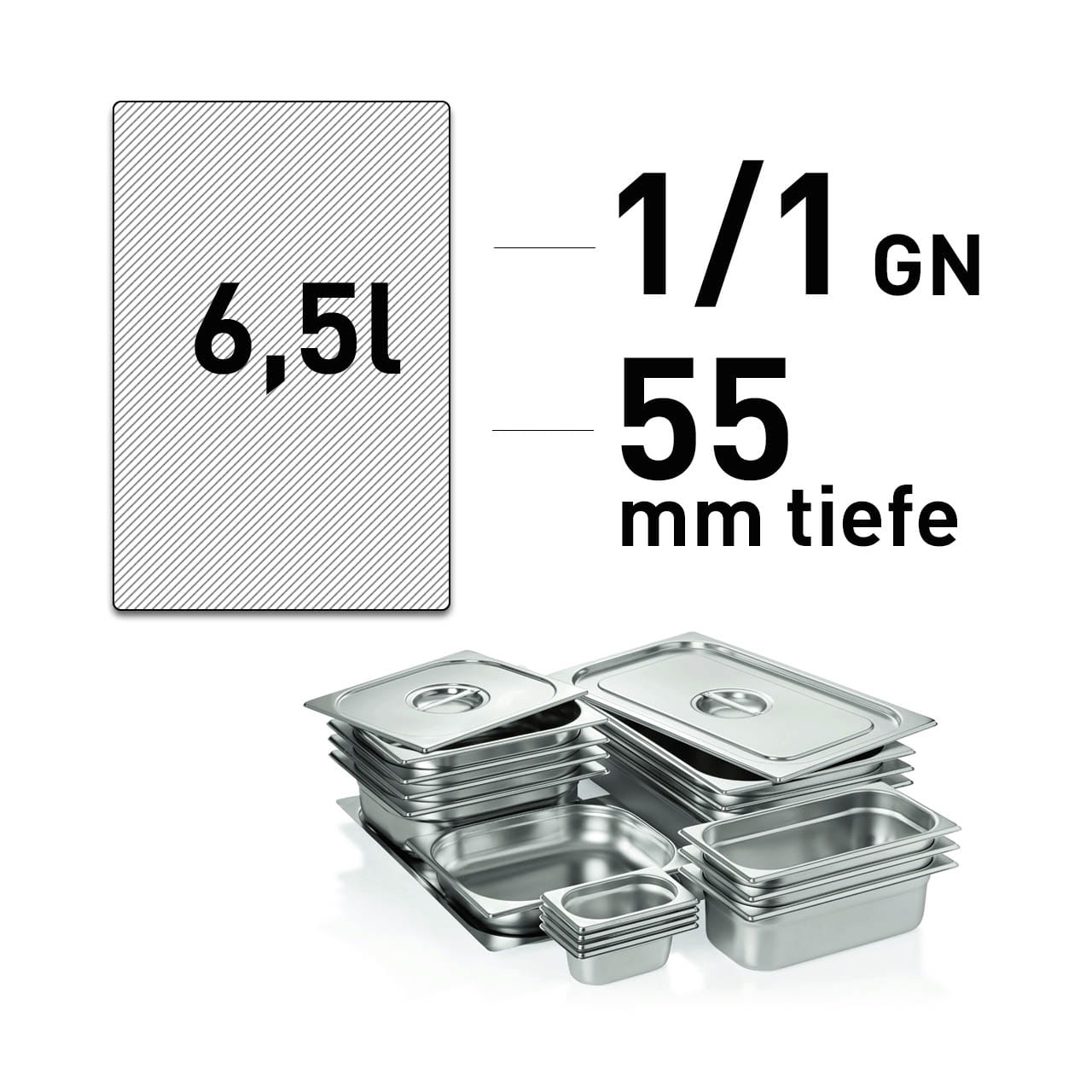 GN Behälter - Edelstahl - 1/1 GN -55 mm