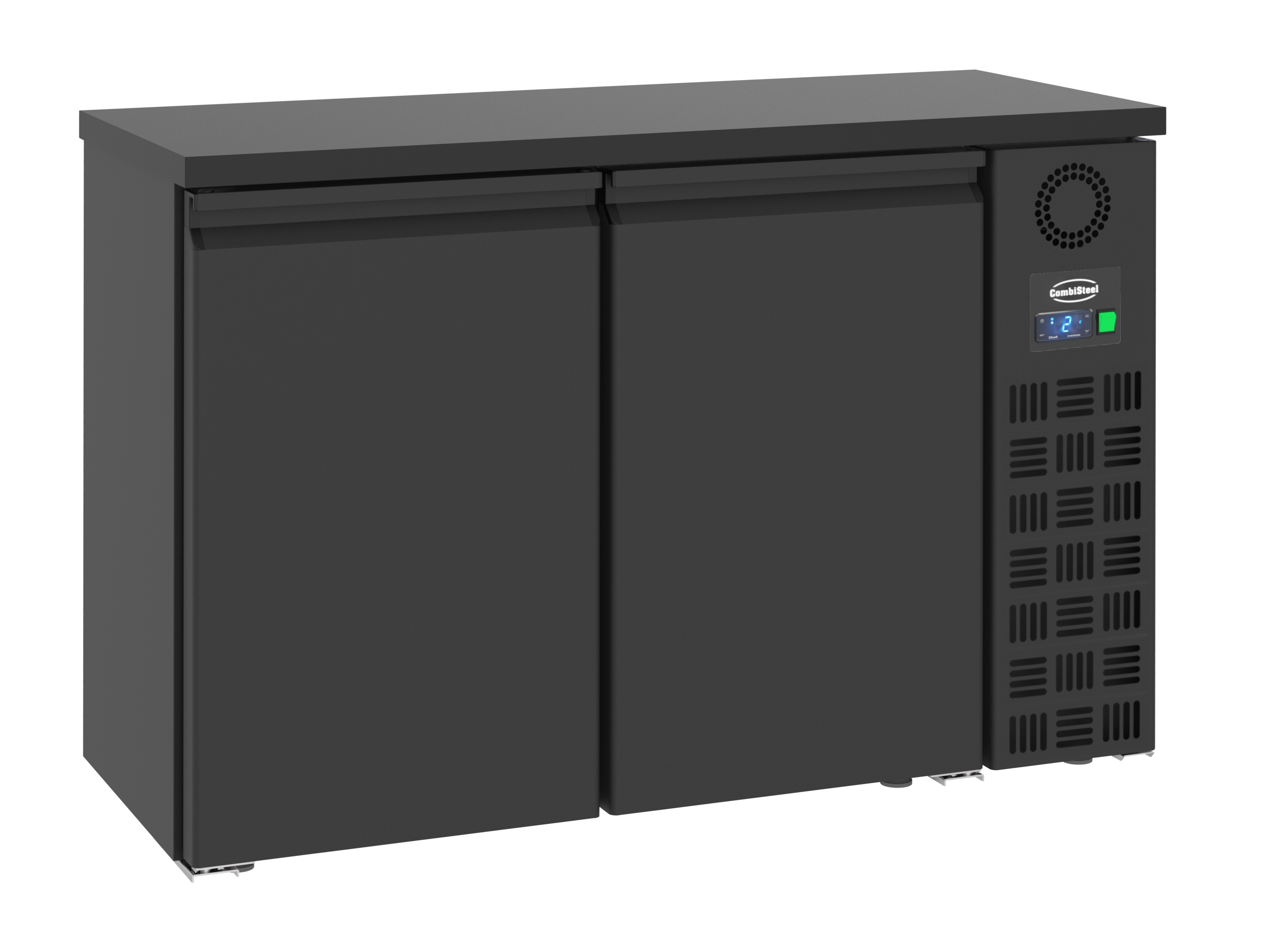 Barkühlschrank, 320 Liter, -2 bis +8 °C, 2 Türen, Umluftkühlung, schwarz