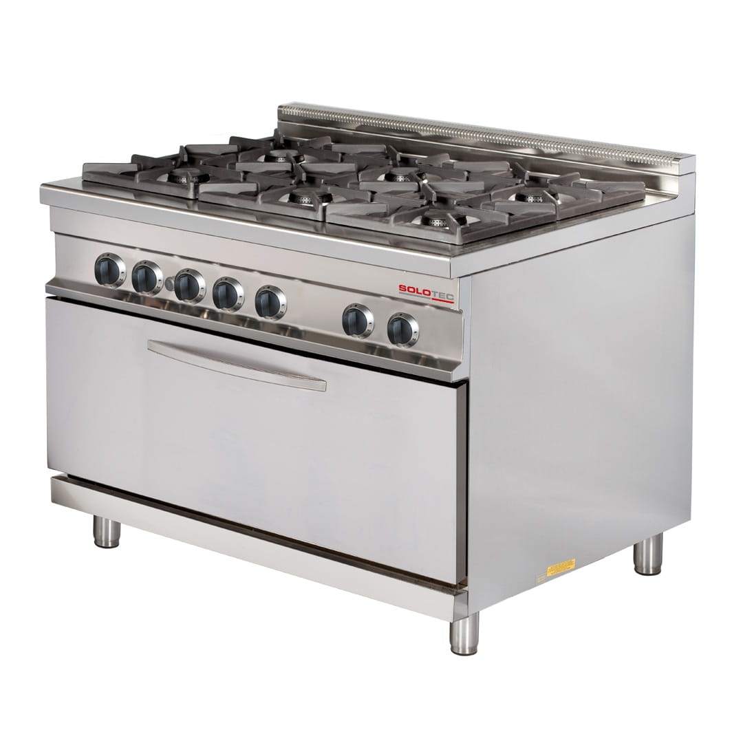 6-Flammen-Gasherd mit Maxi-Gas-Backofen auf Gerätebreite - SOLOTEC 900