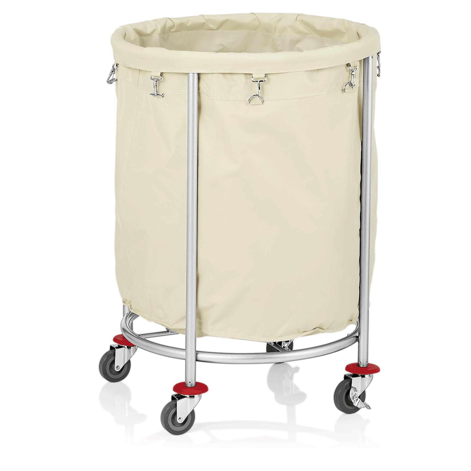 Wäschewagen - Ø 60 cm - 9 kg - pulverbeschichteter Stahl - 4 schwenkbare Rollen Ø 7,5 cm, davon 2 mi