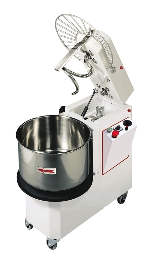 PREMIUM Spiral-Teigknetmaschine, hebbarer Kopf, 53 Liter Fassungsvermögen, variable Geschwindigkeit
