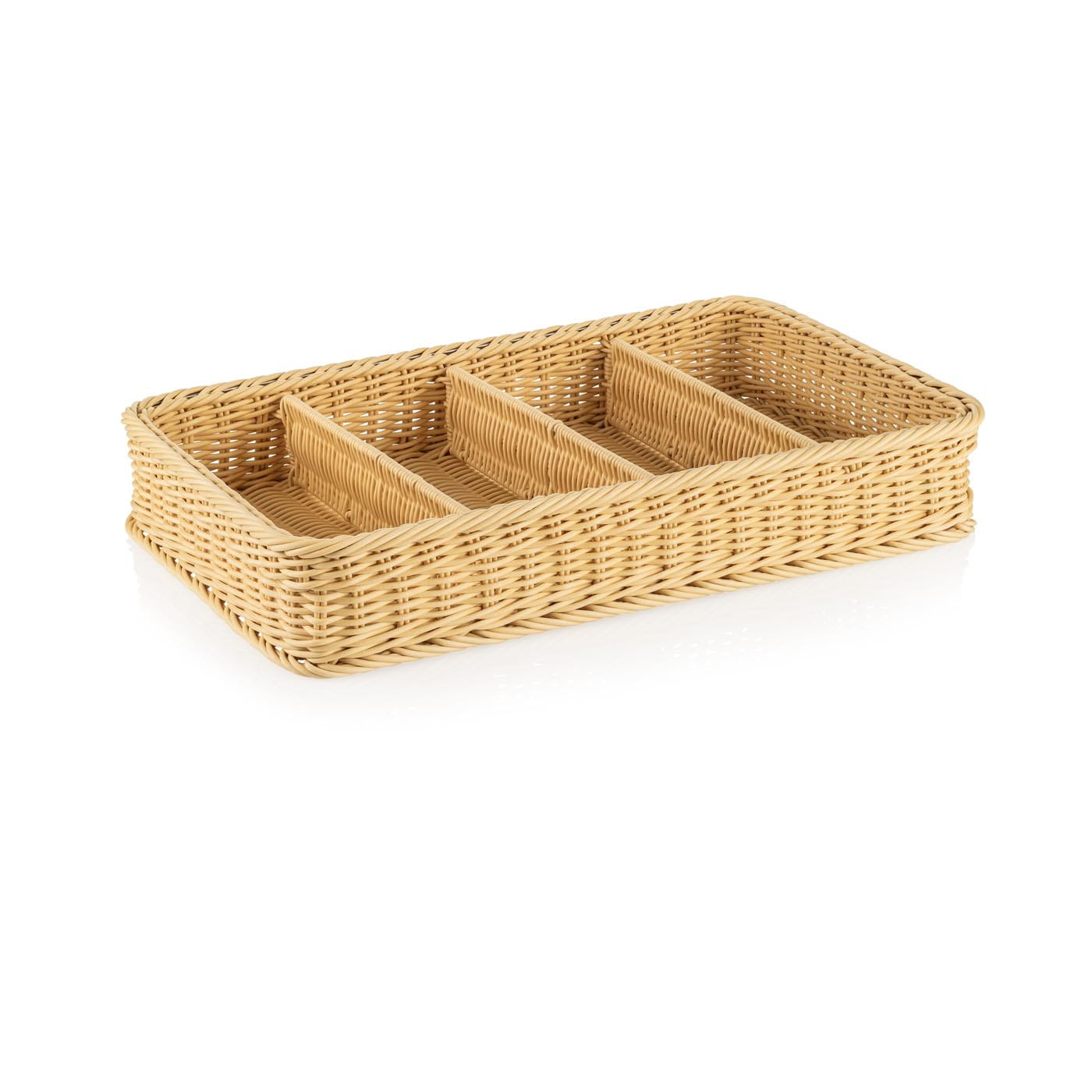 Besteckkorb, unterteilt, Edelstahlrahmen, spülmaschinenfest, BPA-frei, GN 1/1, beige
