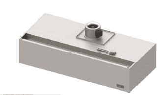 Wandhaube, Kastenform, (Tiefe 1200mm) inkl. Rohrventilator, mit Flammschutzfilter, Typ A