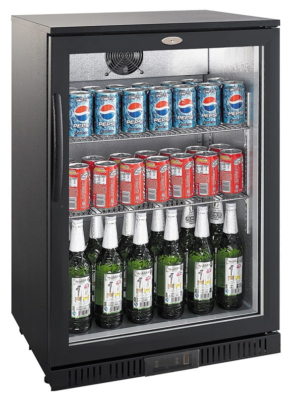Barkühlschrank, 138 Liter, +2 bis +10 °C, 1 Tür, statische Kühlung mit Lüfter