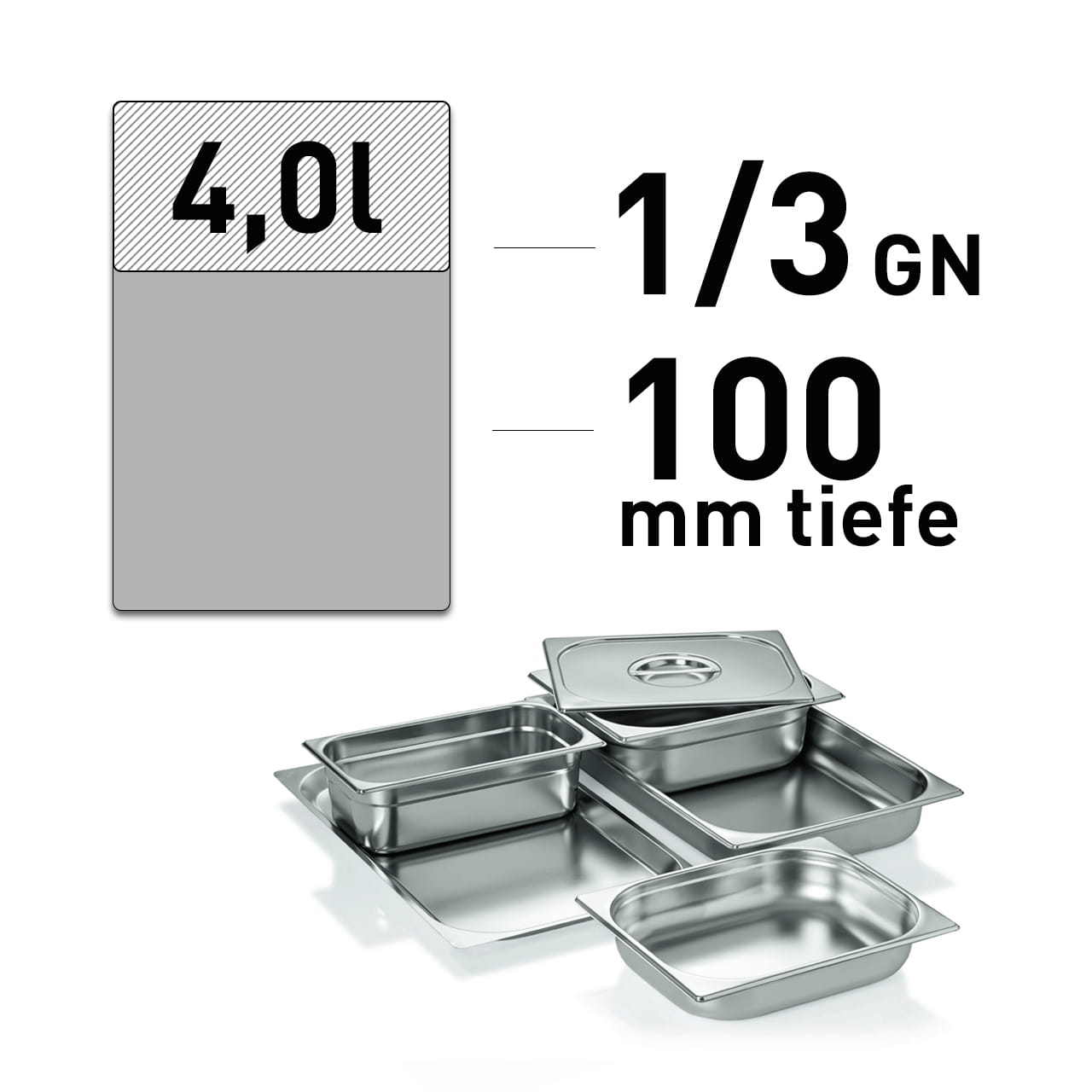 GN Behälter - Edelstahl - 1/3 GN - 100 mm - ECO Line