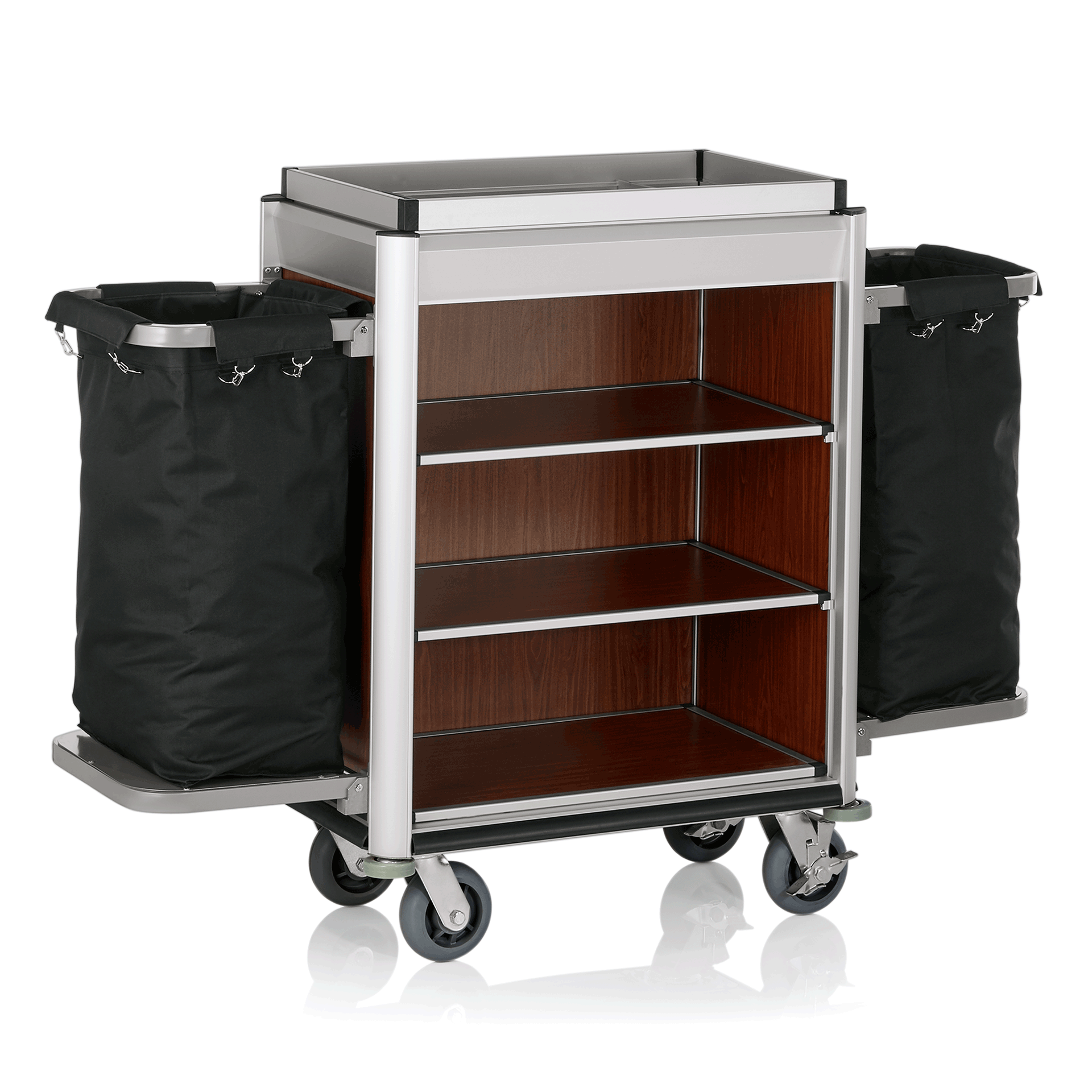 Zimmerservicewagen - 50 kg - Kantenprofile aus Aluminium
Borde und Seitenteile aus MDF in verschied