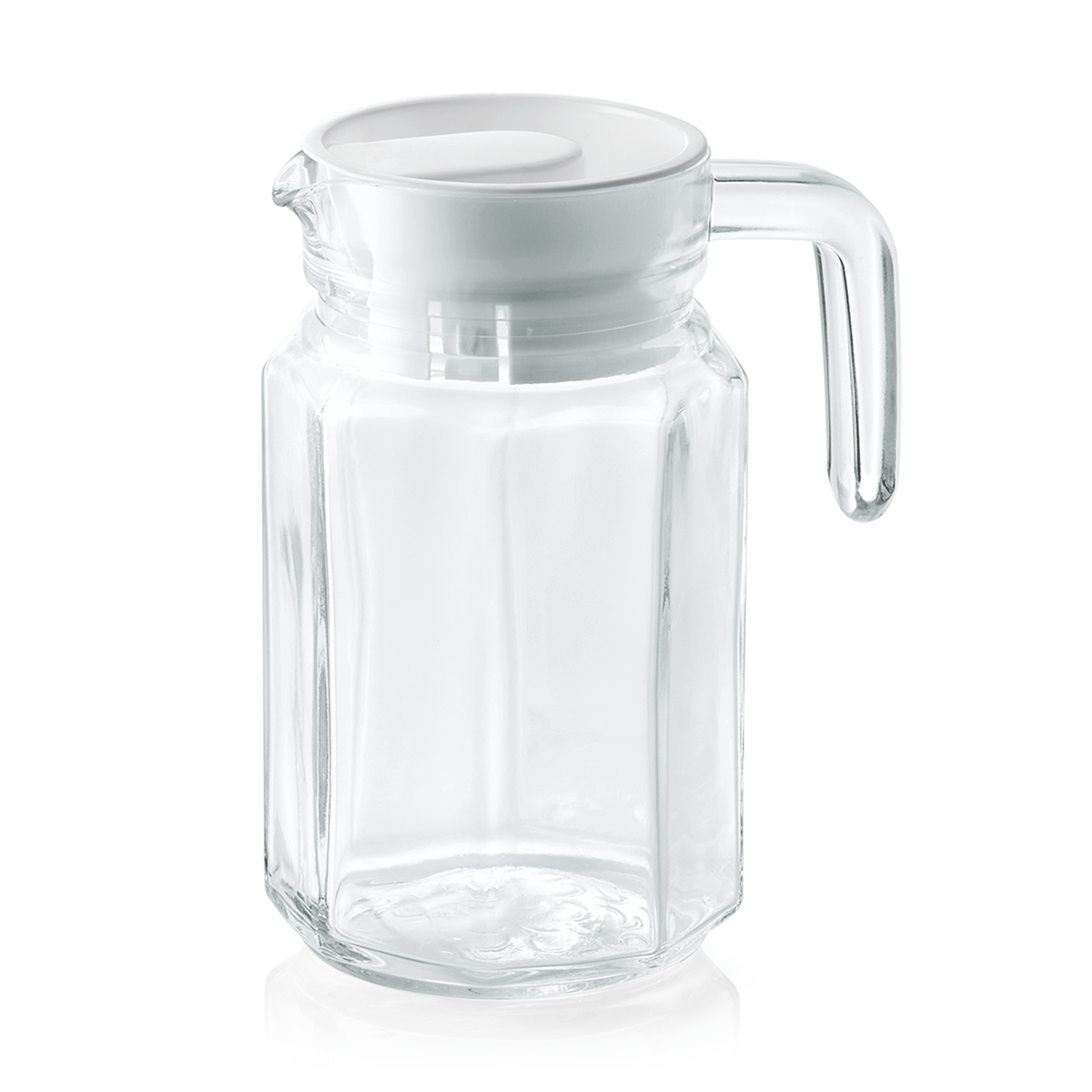 Krug mit Kunststoffdeckel, 0,5 ltr., Glas