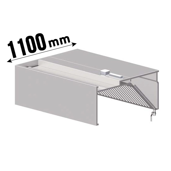 Wandhaube, Kastenform, mit Flammschutzfilter Typ B. 1100 mm tief