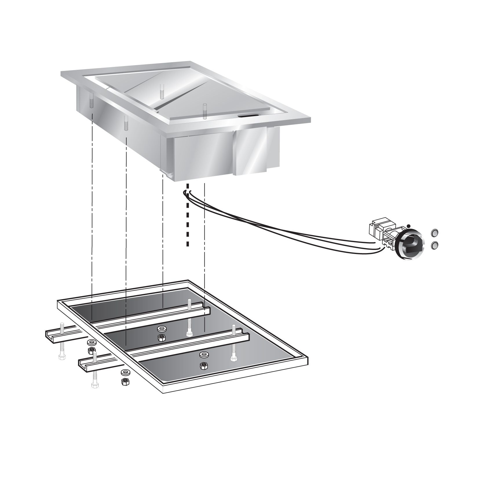 STOCK Elektro-Grillplatte, hartverchromt, Einbaugerät