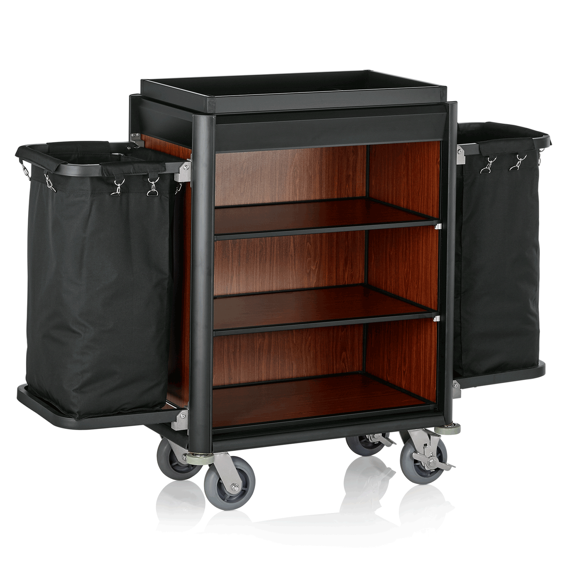 Zimmerservicewagen - 50 kg - Kantenprofile aus Aluminium
Borde und Seitenteile aus MDF in verschied