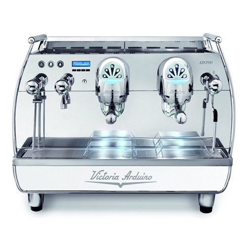 Siebträger-Espressomaschine Adonis, 2-gruppig, mit Manometer für Pumpendruck, Farbe Edelstahl